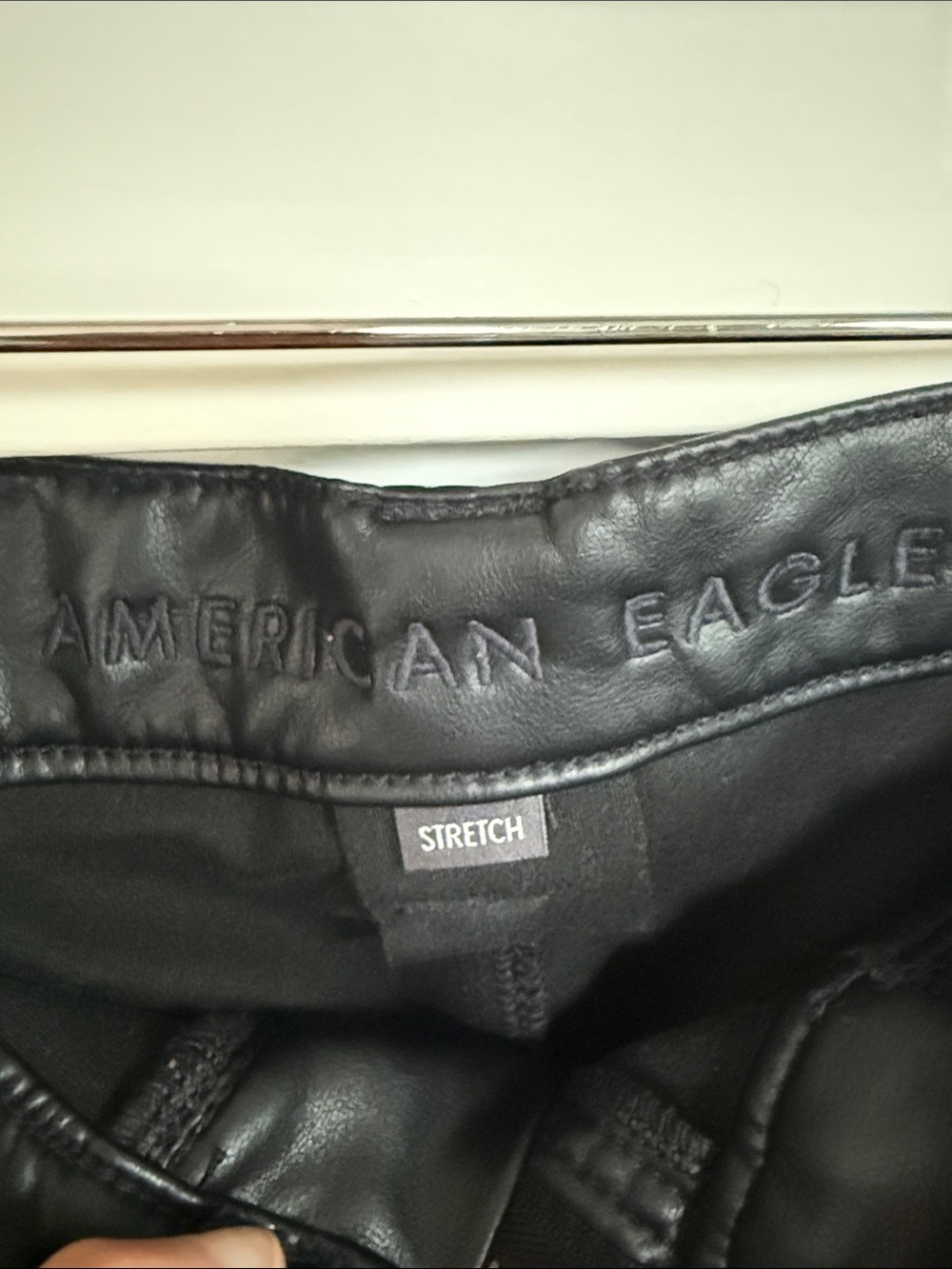 American Eagle Outfitters NWOT Black Faux-Leather Cargo Pants 8 - Picture 6 of 11